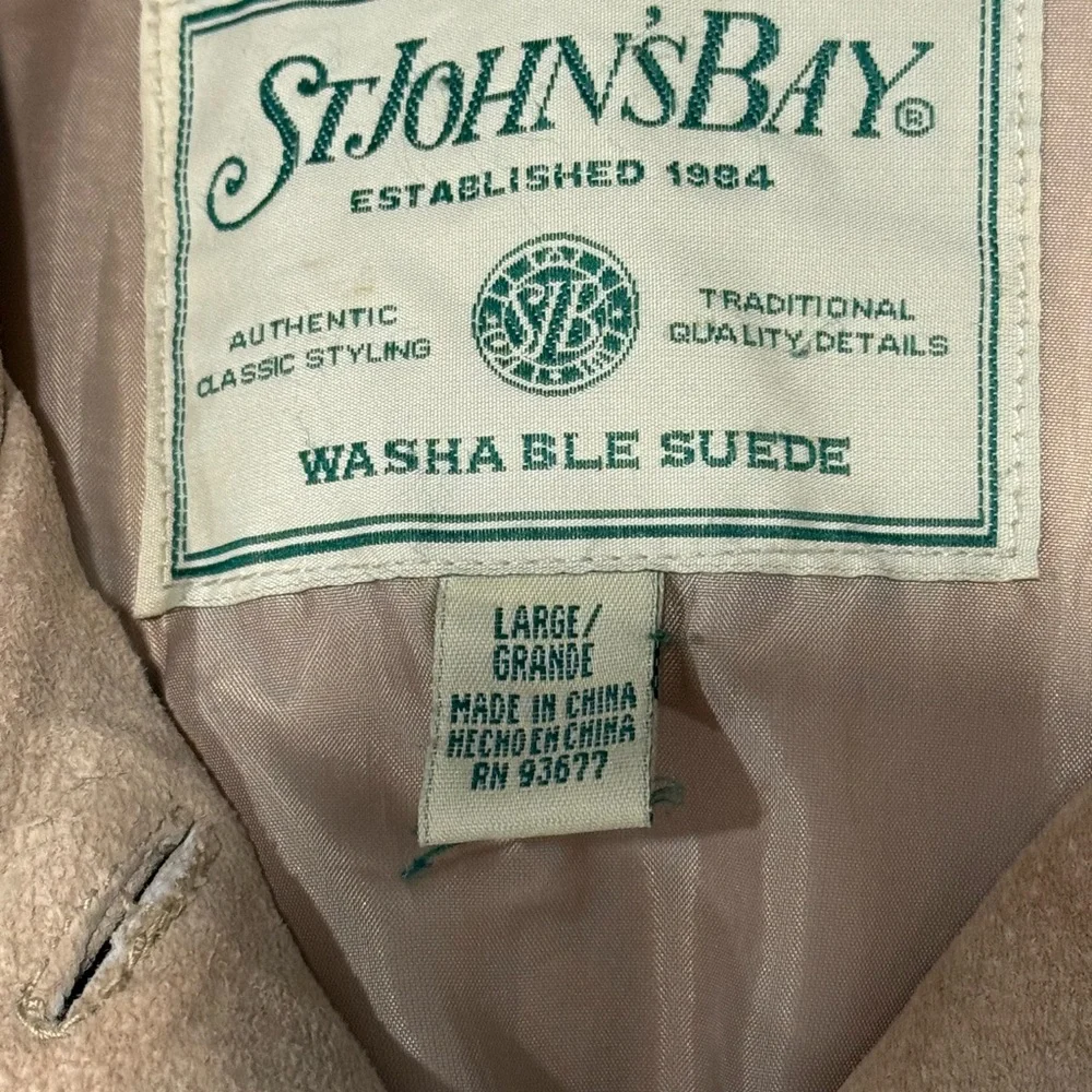 Vintage St. John’s Bay Women's Tan Washable Suede Jacket Size Large - Picture 3 of 3